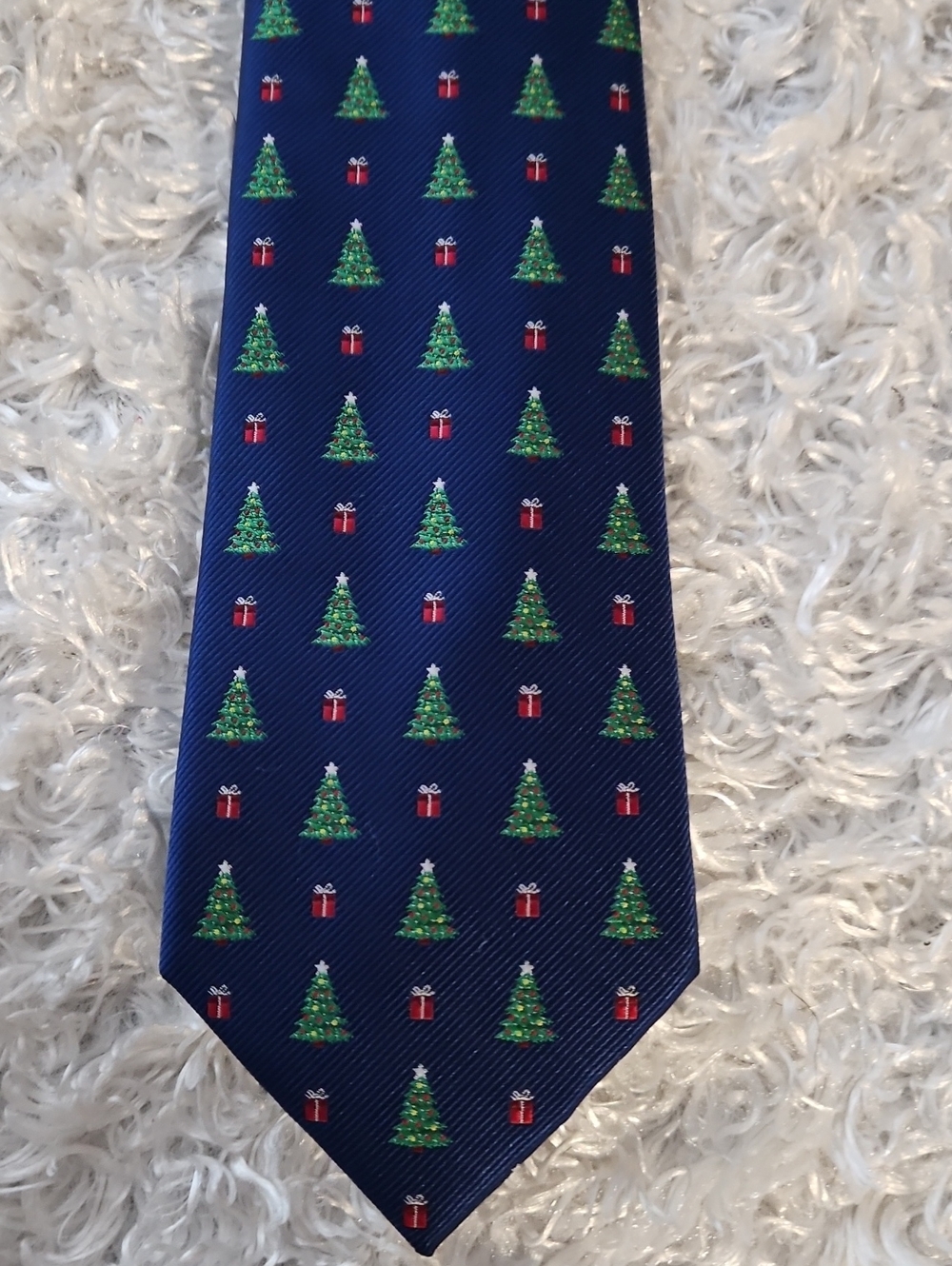 Christmas Trees Holiday Festive Neck tie St. Nicholas Square Royal Blue